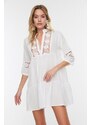 Trendyol Beige Mini Woven Lace Detailed 100% Cotton Beach Dress