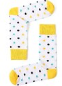 Love+Fun Ponožky veselé bílo-žluté s barevnými puntíky Dotty
