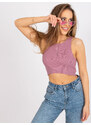 RUE PARIS PUDROVÝ CROP TOP S KNOFLÍČKY RILEY --POWDER PINK Růžová