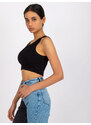 RUE PARIS ČERNÝ CROP TOP S KNOFLÍČKY RILEY --BLACK Černá