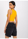 RUE PARIS SVĚTLE ORANŽOVÝ CROP TOP S KNOFLÍČKY RILEY --LIGHT ORANGE Hořčicová