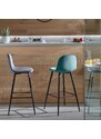 Tyrkysová sametová barová židle Kave Home Nolite 75 cm