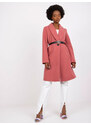Fashionhunters Růžový kabát s páskem Luna