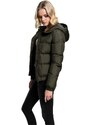 UC Ladies Dámská bunda Puffer s kapucí tmavě olivová