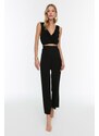 Trendyol Black Woven Frilly Blouse Pants Suit