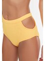 Trendyol Apricot Textured High Waist Bikini Bottoms With Cut Out Detailed