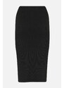 Trendyol Black With Double Slits, Fitted High Waist Ribbed Flexible Midi Knitted Skirt