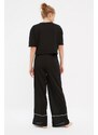 Trendyol Black Cotton Printed T-shirt-Pants Knitted Pajamas Set