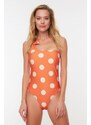 Trendyol Orange Polka Dot vzorované plavky na jedno rameno