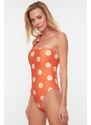 Trendyol Orange Polka Dot vzorované plavky na jedno rameno