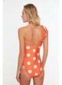 Trendyol Orange Polka Dot vzorované plavky na jedno rameno
