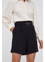 Kraťasy Woolrich dámské, černá barva, hladké, high waist, CFWWSH0020FRUT3043-100