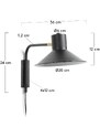 Černé kovové nástěnné světlo Kave Home Aria 36 cm