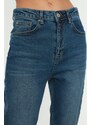 Trendyol Navy Blue Slim Fit džíny s vysokým pasem