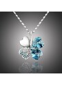 Sisi Jewelry Náhrdelník Swarovski Elements Čtyřlístek pro štěstí - seablue