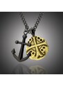Manoki Pánský ocelový náhrdelník Salvatore, medailon kříž a kotva