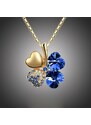 Sisi Jewelry Náhrdelník Swarovski Elements Čtyřlístek pro štěstí Gold - tmavě modrý
