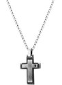 Manoki Pánský ocelový náhrdelník Yves s černým zirkonem - kříž