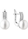 Gaura Pearls Stříbrné náušnice s řiční perlou a zirkony Lucy, stříbro 925/1000