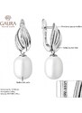 Gaura Pearls Stříbrné náušnice s bílou řiční perlou Lydia