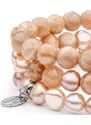 Gaura Pearls Souprava tří náramků - sladkovodní perla, měsíční kámen, ocel