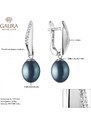 Gaura Pearls Stříbrné náušnice s černou perlou a zirkony Pamela, stříbro 925/1000