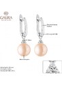 Gaura Pearls Stříbrné náušnice s růžovou řiční perlou Dolores, stříbro 925/1000