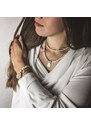 Manoki Perlový choker náhrdelník Emilie Gold - chirurgická ocel, sladkovodní perla