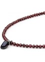 Gaura Pearls Korálkový náhrdelník Luz - keshi perla, granát, stříbro 925/1000