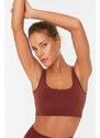Trendyol Brown Seamless/Seamless Pile Sports Bra with Light Support/Shaping Sports Bra
