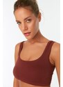 Trendyol Brown Seamless/Seamless Pile Sports Bra with Light Support/Shaping Sports Bra