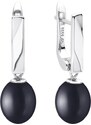 Gaura Pearls Stříbrné náušnice s černou 8.5-9 mm perlou Graciana, stříbro 925/1000