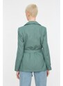 Trendyol Mint Plain Belted Blazer Jacket