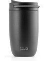 EQUA DUO Sada 2 EQUA produktů Cup Black 300 ml termohrnek z nerezové oceli + Mismatch Graphite 750 ml ekologická skleněná lahev s obalem z umělé kůže