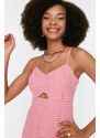 Trendyol Pink Window Detailed Gingham Mini Woven Jumpsuit