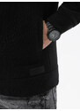 Ombre Clothing Pánská asymetrická mikina na zip BERLIN - černá B1371