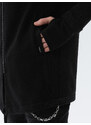 Ombre Clothing Delší pánská mikina na zip s prostornou kapucí PRAGUE - černá B1369