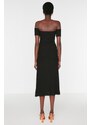 Trendyol Black Midi Knitwear Carmen Collar Dress