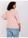Fashionhunters Zaprášená růžová volná bavlněná halenka větší velikosti Vera