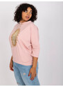 Fashionhunters Zaprášená růžová volná bavlněná halenka větší velikosti Vera