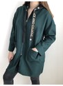 NoName Dámský kabát s kapucí zelený OVER SIZE