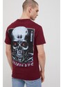 Bavlněné tričko Primitive X Terminator vínová barva, s potiskem