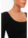 Trendyol Black Seamless/Seamless Crop Extra Stretchy Knitted Sports Top/Blouse