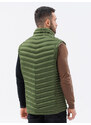 Ombre Clothing Pánská prošívaná vesta - tmavě zelená V54