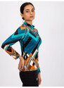 Fashionhunters Pari modro-oranžová velurová halenka