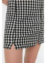 Trendyol Black Gingham Super Mini tkané šaty