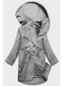 ROSSE LINE Šedý dámský kabát plus size s kapucí (2728)