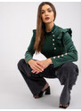 Fashionhunters Tmavě zelená velurová halenka s volány Capri