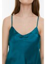 Trendyol Emerald Green Satin Woven Pajamas with Back Detail