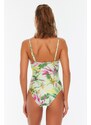 Trendyol Green Floral Pattern Belt Detailed Swimsuit